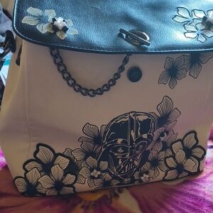 Chic Black and White Floral Shoulder Bag